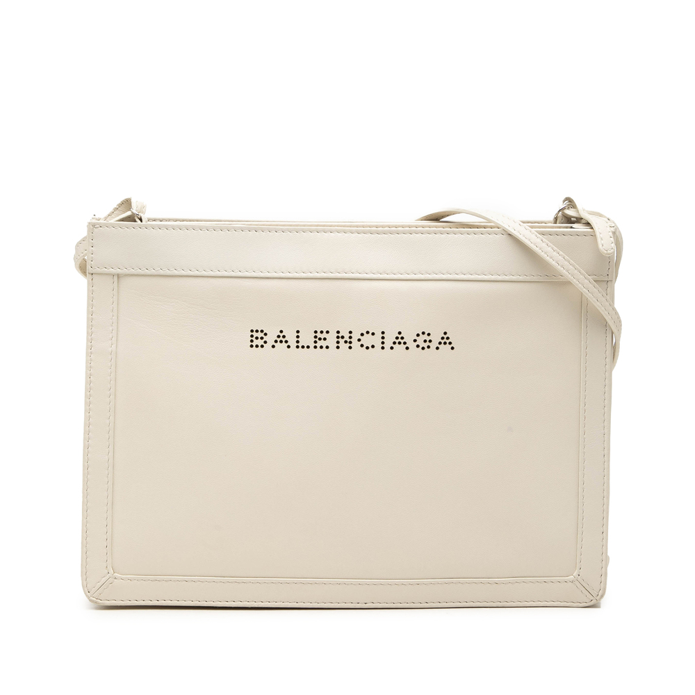 Pre-Loved Balenciaga Leather Perforated Logo Navy Pochette Crossbody